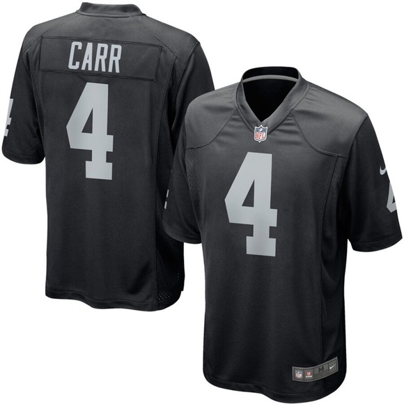 Size L Loose Fit NFL On-Field LasVegas Raiders Derek Carr #4 Jersey Black/White - Picture 1 of 8